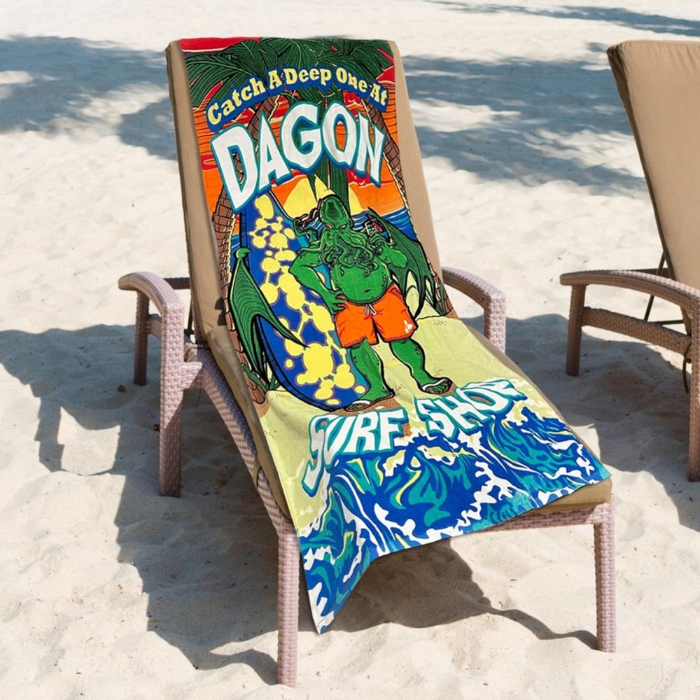 Toy Vault Cthulhu Beach Towel Dagon Surf Shop 70 x 30” Colorful Surf Graphic New